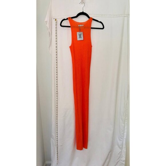 Savage Fenty Bodycon Maxi Dress Womens Medium Orange Knit Sleeveless Round Neck - Picture 2 of 16